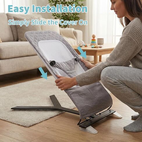 غطاء الحارس متوافق مع بيبي ديلايت، مقعد قماشي للقفز، شبكة داخلية ناعمة وجيدة التهوية، مع حزام أمان ثلاثي النقاط، سهل التركيب، غطاء بديل قابل للغسل في الغسالة، رمادي in Kuwait
