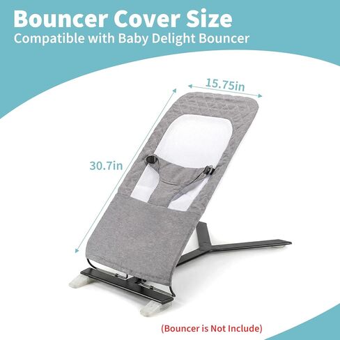 غطاء الحارس متوافق مع بيبي ديلايت، مقعد قماشي للقفز، شبكة داخلية ناعمة وجيدة التهوية، مع حزام أمان ثلاثي النقاط، سهل التركيب، غطاء بديل قابل للغسل في الغسالة، رمادي in Kuwait