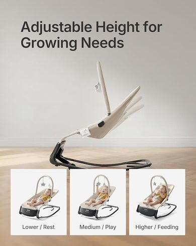 كرسي هزاز كهربائي للأطفال مع هزاز تلقائي، مقعد هزاز للأطفال 3 في 1 وكرسي هزاز، يعمل بالبطارية أو بالقابس، ارتفاع قابل للتعديل، موسيقى وضوضاء بيضاء، مقعد هزاز محمول للأطفال من عمر 0 ​​إلى 12 شهرًا in Kuwait