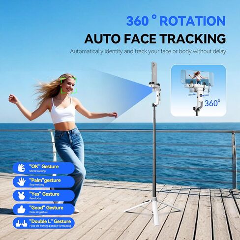 Auto Face Tracking Tripod for iPhone with Light 70.9" Selfie Stick Tripod Stand Follows Your Movement 360°Gimbal Stabilizer with Wireless Remote for Content Creator Vlog Live Stream Video Recording in Saudi Arabia