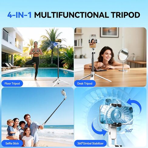 Auto Face Tracking Tripod for iPhone with Light 70.9" Selfie Stick Tripod Stand Follows Your Movement 360°Gimbal Stabilizer with Wireless Remote for Content Creator Vlog Live Stream Video Recording in Saudi Arabia