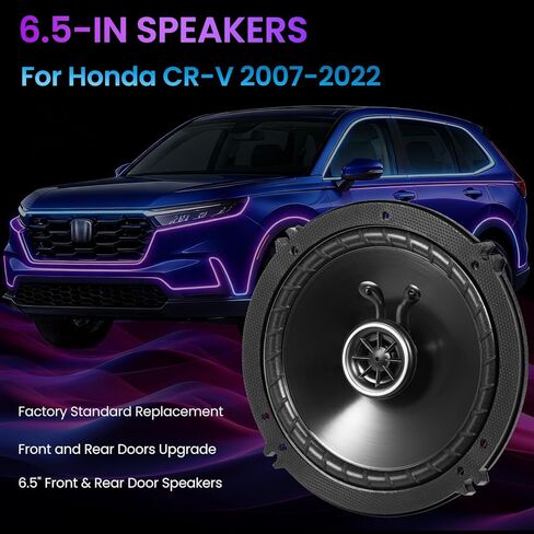 مجموعة ترقية مكبرات الصوت Sunluway مقاس 6.5 بوصة لسيارة Honda CR-V 2007-2022 - 4 عبوات من مكبرات الصوت المحورية من سلسلة DS مع محولات وحزام، استبدال مكبر صوت السيارة الأمامي والخلفي 6 1/2 # DSC6504، 43DSC6504 in Saudi Arabia