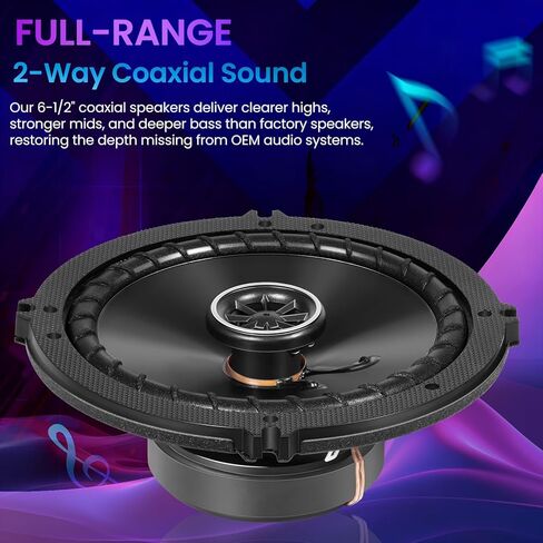 مجموعة ترقية مكبرات الصوت Sunluway مقاس 6.5 بوصة لسيارة Honda CR-V 2007-2022 - 4 عبوات من مكبرات الصوت المحورية من سلسلة DS مع محولات وحزام، استبدال مكبر صوت السيارة الأمامي والخلفي 6 1/2 # DSC6504، 43DSC6504 in Saudi Arabia