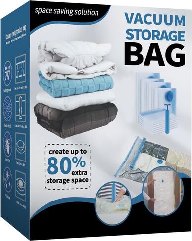 11-Piece Vacuum Storage Bags Set with Hand Pump - 4 Medium 4 Large 2 Extra Large - Space Saver Compression Bags for Travel Clothes Bedding Comforters in Saudi Arabia