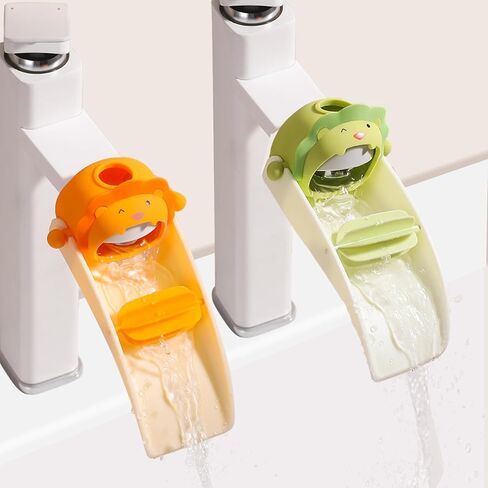 Faucet Extender for Toddlers, 2-Piece Set, Animal Fun Design, with Water Outlet Extension and Rotating Wheel Splash-Proof Design, Easy to Install, Also a Sink Extender for Children in Saudi Arabia