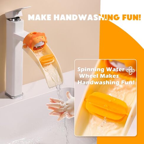 Faucet Extender for Toddlers, 2-Piece Set, Animal Fun Design, with Water Outlet Extension and Rotating Wheel Splash-Proof Design, Easy to Install, Also a Sink Extender for Children in Saudi Arabia