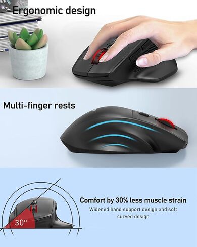 Redragon Big Wireless Mouse for Medium to Large Hands, 2.4GHz Ergonomic Computer Mouse, 6 Buttons, 4000 DPI, Full Sized USB Optical Mouse for Laptop, PC, Chromebook in Saudi Arabia