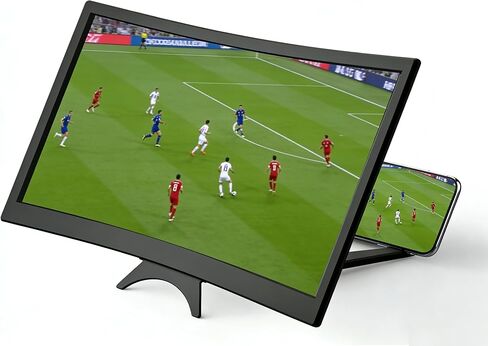 12" Curved Screen Magnifier for Cell Phone,3D HD Magnifying Projector Screen Enlarger for Movies, Video, Foldable Phone Stand Holder with Screen Amplifier,Compatible with All Smartphones (Black) in Saudi Arabia