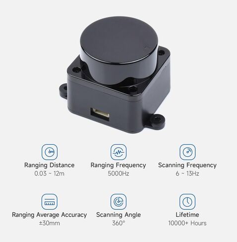 مجموعة D500 LiDAR مع المسح بالليزر بزاوية 360 درجة، نطاق 12 مترًا، دقة عالية لتطبيقات SLAM والروبوتات والطائرات بدون طيار وتطبيقات رسم الخرائط ثلاثية الأبعاد in Saudi Arabia