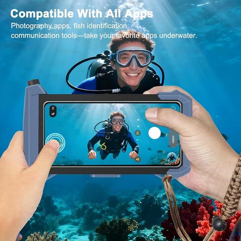 حافظة هاتف للغوص بطول 100 قدم/30 متر، غطاء كامل تحت الماء بشاشة لمس لهاتف iPhone 17/16/15/14/13/12 Pro Max وSamsung Galaxy S24/S23/S22/S21، IPX8 Scuba Photo/Video مقاوم للماء (الجيل 5، أسود أزرق) in Kuwait