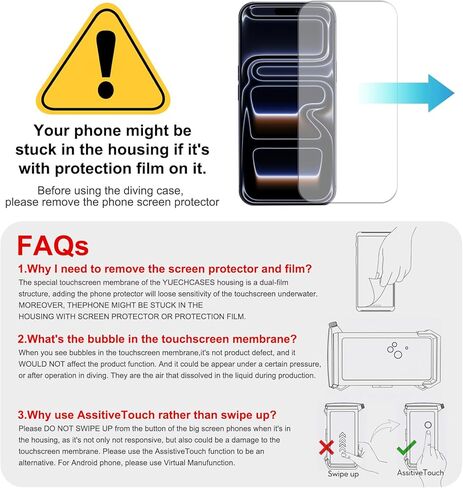 حافظة هاتف للغوص بطول 100 قدم/30 متر، غطاء كامل تحت الماء بشاشة لمس لهاتف iPhone 17/16/15/14/13/12 Pro Max وSamsung Galaxy S24/S23/S22/S21، IPX8 Scuba Photo/Video مقاوم للماء (الجيل 5، أسود أزرق) in Kuwait
