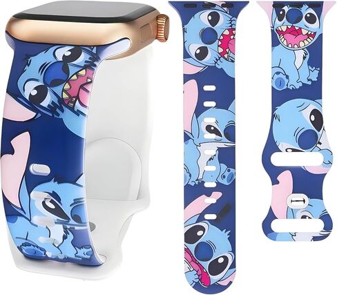 نمط تصميم رسم كاريكاتوري لطيف نطاقات مطبوعة متوافقة مع Apple Watch Band 38mm 40mm 41mm ، حزام معصم Sports Silicone Silicone Sloy من أجل IWatch Ultra SE 10/9/8/7/6/5/4/3/3/1 in Kuwait