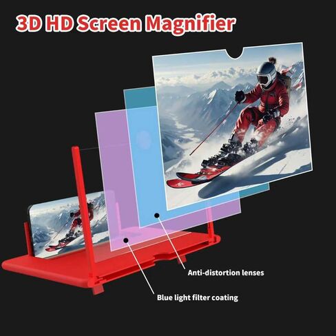 14 Inch Smartphone Screen Magnifier 3D HD Foldable Phone Stand with Adjustable Angle, Suitable for Movies, Videos, and Games,Supports All Smartphones. (Black) in Saudi Arabia