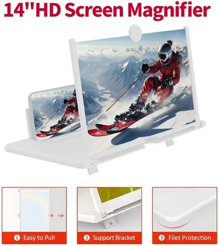 14 Inch Smartphone Screen Magnifier 3D HD Foldable Phone Stand with Adjustable Angle, Suitable for Movies, Videos, and Games,Supports All Smartphones. (Black) in Saudi Arabia