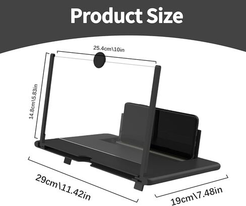 14 Inch Smartphone Screen Magnifier 3D HD Foldable Phone Stand with Adjustable Angle, Suitable for Movies, Videos, and Games,Supports All Smartphones. (Black) in Saudi Arabia