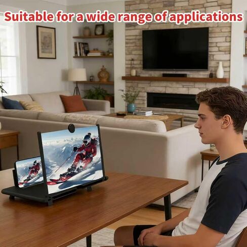 14 Inch Smartphone Screen Magnifier 3D HD Foldable Phone Stand with Adjustable Angle, Suitable for Movies, Videos, and Games,Supports All Smartphones. (Black) in Saudi Arabia