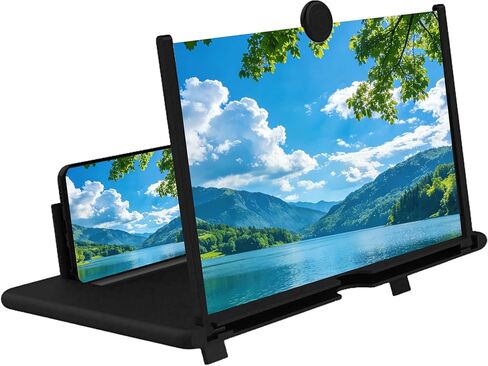 14 Inch Smartphone Screen Magnifier 3D HD Foldable Phone Stand with Adjustable Angle, Suitable for Movies, Videos, and Games,Supports All Smartphones. (Black) in Saudi Arabia