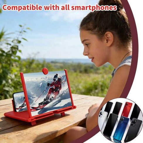 14 Inch Smartphone Screen Magnifier 3D HD Foldable Phone Stand with Adjustable Angle, Suitable for Movies, Videos, and Games,Supports All Smartphones. (Black) in Saudi Arabia
