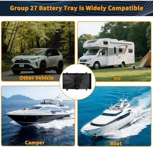 علبة بطارية 3MIRRORS Group 27 مع حزام - مناسبة بشكل آمن للبطاريات البحرية، وRV، والتخييم، والمقطورة - 27 سلسلة in Kuwait