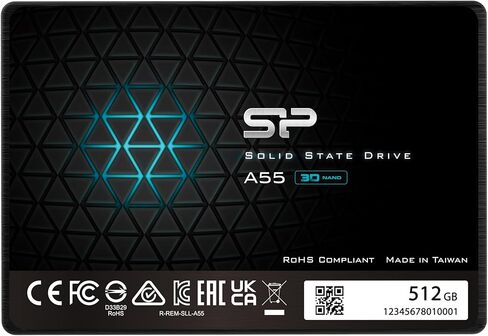 محرك أقراص الحالة الصلبة الداخلي Silicon Power 2 تيرابايت SSD 3D NAND A55 SLC Cache Boost SATA III 2.5 بوصة 7 مم (0.28 بوصة) (SU002TBSS3A55S25EC) in Saudi Arabia