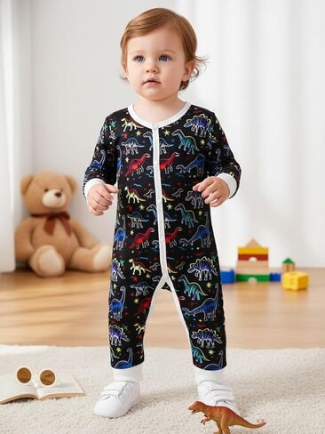 2 Piece Baby Snap One Piece Soft Breathable Stretchy Cuffed Easy-Change Long Sleeve Outfit Warm Romper in Saudi Arabia