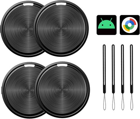 علامات Air Tag-4 Pack Android Tracker Tag، تعمل مع تطبيق Google Find Hub (Android فقط)، عمر بطارية طويل، مقاومة للماء IP65، للمفاتيح/الأمتعة/حقيبة السفر/حقيبة الظهر/المحفظة، أسود in Kuwait
