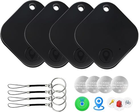 علامات Air Tag-4 Pack Android Tracker Tag، تعمل مع تطبيق Google Find Hub (Android فقط)، عمر بطارية طويل، مقاومة للماء IP65، للمفاتيح/الأمتعة/حقيبة السفر/حقيبة الظهر/المحفظة، أسود in Kuwait