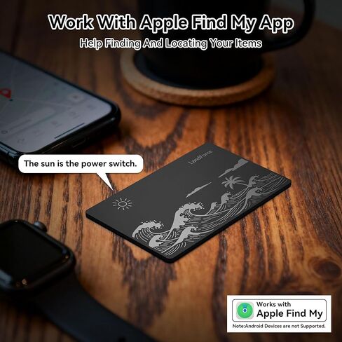 Air Tag Wallet Tracker Card 0.07in IP68 Waterproof Bluetooth Tracker Smart Wallets Finder, Passport, Work with Apple Find My, Wireless Charging, Card Locator[Apple MFi Certified] iOS Only in Saudi Arabia