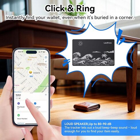 Air Tag Wallet Tracker Card 0.07in IP68 Waterproof Bluetooth Tracker Smart Wallets Finder, Passport, Work with Apple Find My, Wireless Charging, Card Locator[Apple MFi Certified] iOS Only in Saudi Arabia