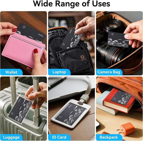 Air Tag Wallet Tracker Card 0.07in IP68 Waterproof Bluetooth Tracker Smart Wallets Finder, Passport, Work with Apple Find My, Wireless Charging, Card Locator[Apple MFi Certified] iOS Only in Saudi Arabia