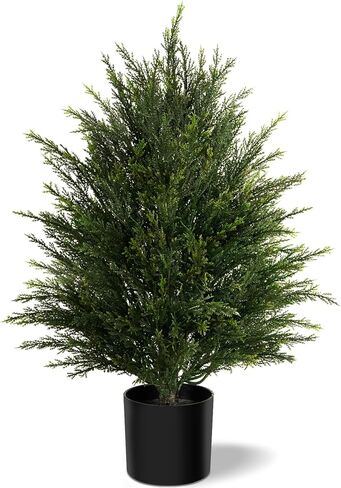 شجرة كرة توبياري اصطناعية من مافيس يوميات، نباتات داخلية واقعية من خشب البقس الصناعي بوعاء، شجيرات وهمية في الهواء الطلق ونباتات الأرز دائمة الخضرة لديكور الشرفة الأمامية لغرفة المعيشة المنزلية (2، 2 قدم) in Kuwait