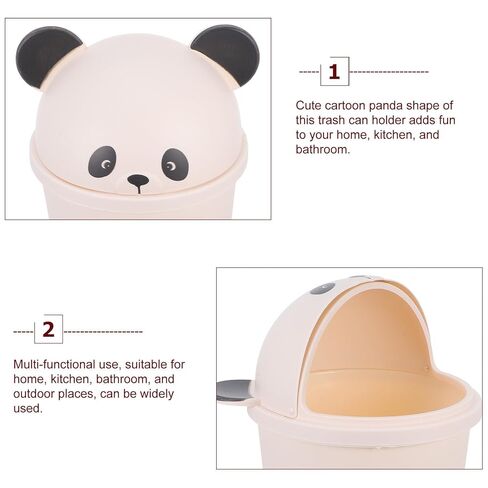 Garneck Large Capacity Cartoon Panda Trash Can with Lid Waste Container for Office Bathroom Kitchen and Outdoor Use Ample Space for Daily Garbage Disposal in Saudi Arabia