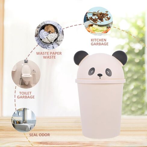 Garneck Large Capacity Cartoon Panda Trash Can with Lid Waste Container for Office Bathroom Kitchen and Outdoor Use Ample Space for Daily Garbage Disposal in Saudi Arabia