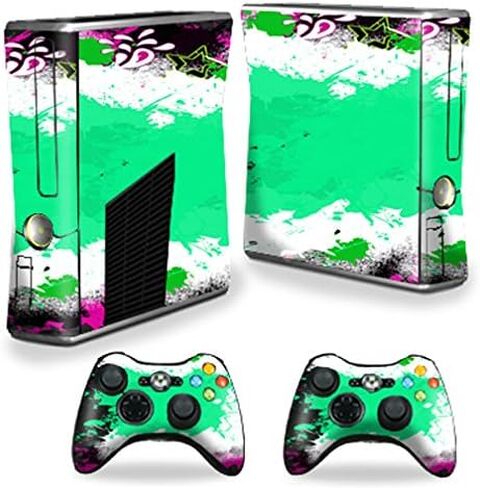 غلاف MightySkins متوافق مع Microsoft Xbox 360 S Slim + 2 غلاف لوحدة التحكم، غلاف لاصق ورذاذ الطلاء in Kuwait