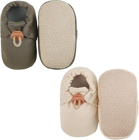 2 Pack Newborn Shoes Soft Sole Baby Sock Booties Drawstring Infant Boys Girls First Walking Slippers, 0-6 Months in Saudi Arabia