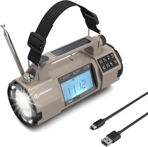 راديو الطوارئ مع راديو الطقس NOAA، راديو AM/FM محمول بالطاقة الشمسية للبقاء على قيد الحياة، أجهزة راديو تعمل بالبطارية القابلة لإعادة الشحن، مصباح يدوي للطوارئ SOS، مصباح للقراءة، للمنزل في الهواء الطلق in Kuwait