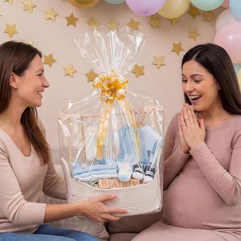سلة استحمام كبيرة للأطفال، خزانة قفص أطفال مقاس 17.7 بوصة × 11 بوصة × 6.3 بوصة مع شماعات ملابس وحقيبة هدايا لتخزين حديثي الولادة فارغة كهدية ترحيب للوالدين الجدد (أبيض) in Kuwait