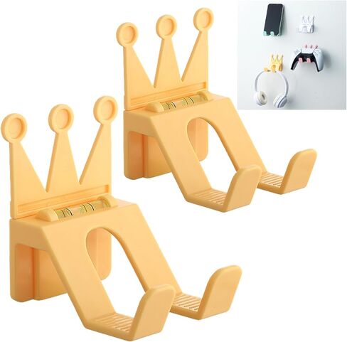 Crown Design Wall Mount Controller Holder, Multi-Color Gaming Accessory Organizer with Level Meter, Punch-Free Installation, Phone Headphone Hanger for Controllers 2PCS (Pink) in Saudi Arabia