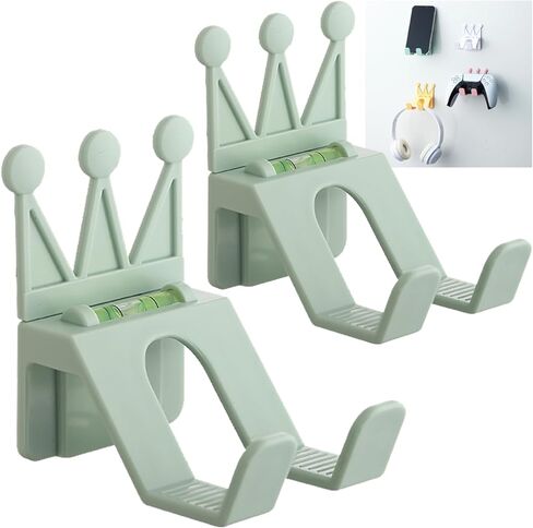 Crown Design Wall Mount Controller Holder, Multi-Color Gaming Accessory Organizer with Level Meter, Punch-Free Installation, Phone Headphone Hanger for Controllers 2PCS (Pink) in Saudi Arabia