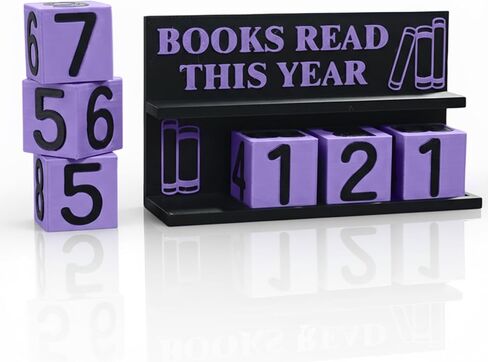 Books Read This Year Counter, 3D Printed Book Tracker for Reading Goal Display, Book Counter Sign Bookshelf Decor, Reading Challenge Gift for Readers, Bookwormand Library Lovers（Purple） in Saudi Arabia