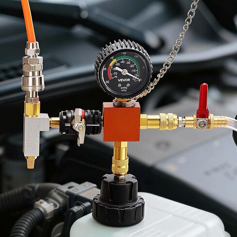 VEVOR Coolant Pressure Tester Kit, 47Pcs Radiator Vacuum Refill Kit with 3 Metal Adapters, Universal Fit, Automotive Cooling System Pressure Tester Tool, with Pressures Pump & Aluminum-Plastic Filler in Kuwait