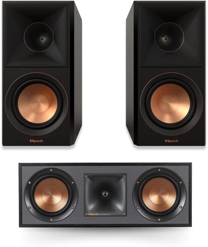 Klipsch Reference Premiere RP-500M II Bookshelf Speaker Pair in Ebony R-52C Powerful Detailed Center Channel Home Speaker Set of 1 Black Bundle in Saudi Arabia