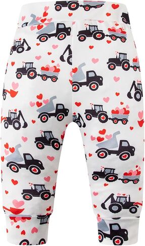 Auggle Baby Boys Girls My First Valentine's Day Cart Love Heart Romper Infant Long Sleeve Cute Outfit Clothes Set in Saudi Arabia