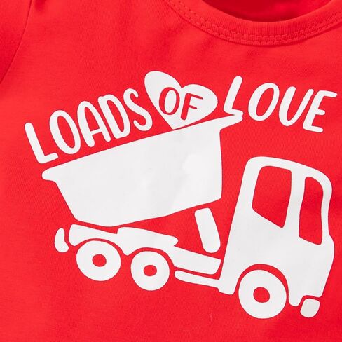 Auggle Baby Boys Girls My First Valentine's Day Cart Love Heart Romper Infant Long Sleeve Cute Outfit Clothes Set in Saudi Arabia