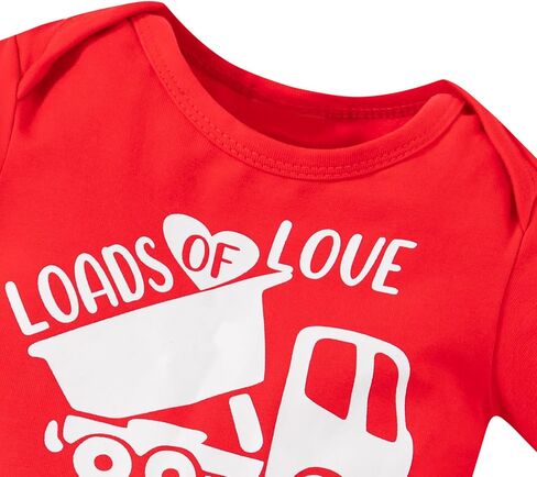Auggle Baby Boys Girls My First Valentine's Day Cart Love Heart Romper Infant Long Sleeve Cute Outfit Clothes Set in Saudi Arabia