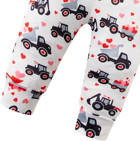 Auggle Baby Boys Girls My First Valentine's Day Cart Love Heart Romper Infant Long Sleeve Cute Outfit Clothes Set in Saudi Arabia