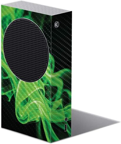 غلاف MightySkins من ألياف الكربون متوافق مع Xbox Series S - Green Flames | لمسة نهائية واقية ومتينة من ألياف الكربون | سهل التطبيق وتغيير الأنماط | صنع في الولايات المتحدة الأمريكية in Kuwait