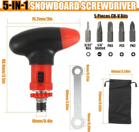 Multi bit Ratchet Snowboard Screwdriver for Adjusting Bindings, snowboard tool, 6-in-1 Snowboard Multitool, Compact and Pocket Friendly in Saudi Arabia