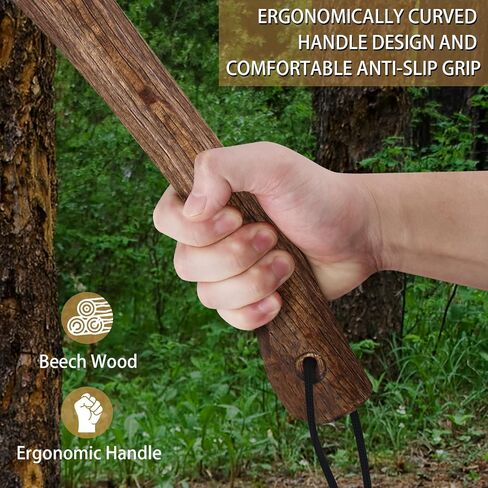 فأس مقاس 14.4 بوصة، فأس تخييم، فأس بقاء مع غمد، فأس بوشكرافت مع 1065 من الفولاذ الكربوني ومقبض من خشب الزان لتقطيع الخشب - مثالية للبقاء في الهواء الطلق والمغامرات in Kuwait