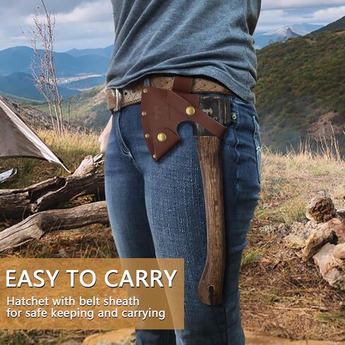 فأس مقاس 14.4 بوصة، فأس تخييم، فأس بقاء مع غمد، فأس بوشكرافت مع 1065 من الفولاذ الكربوني ومقبض من خشب الزان لتقطيع الخشب - مثالية للبقاء في الهواء الطلق والمغامرات in Kuwait